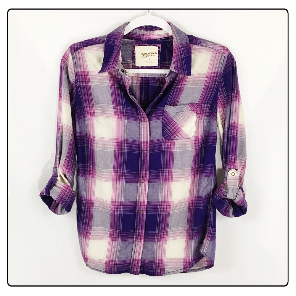 Arizona Jeans Lightweight plaid button down shirt